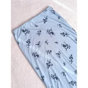 No Boundaries Straight Slip Skirt Long Maxi Light Blue Floral